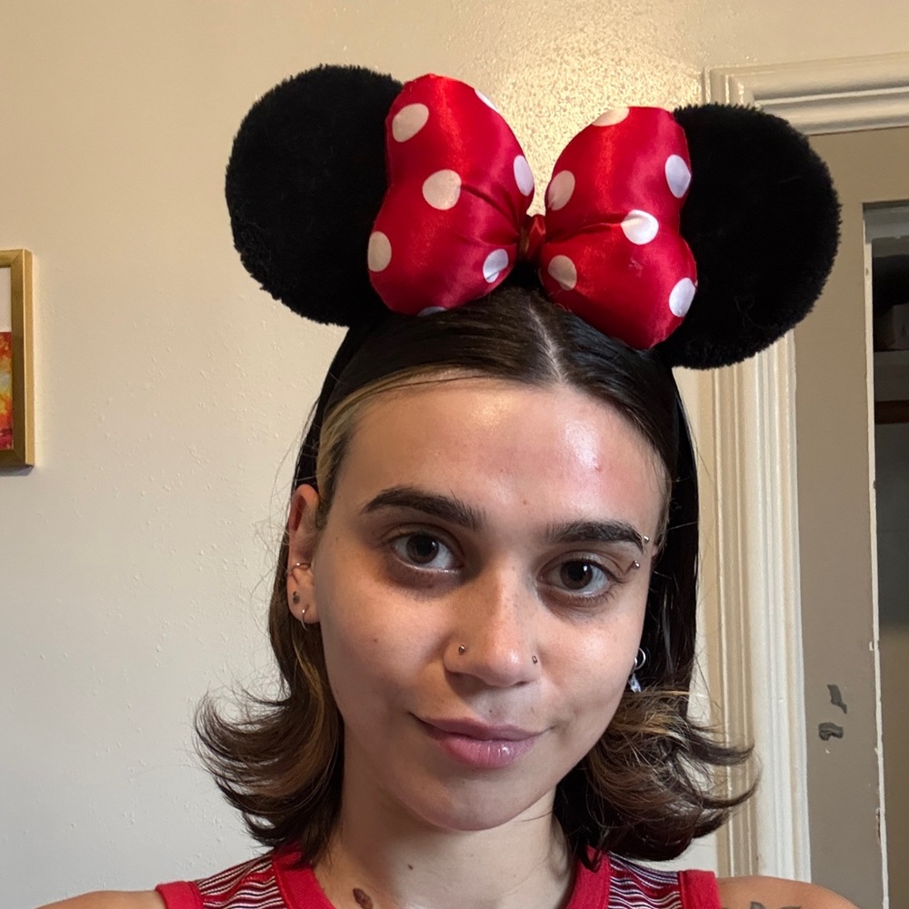 Minnie Mouse Ears Headband with Red Polka Dot Bow